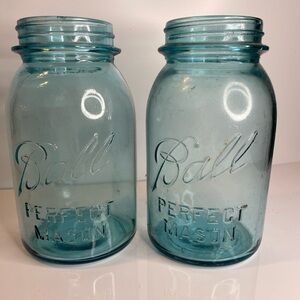 2 pieces - Bleu mason jars vintage